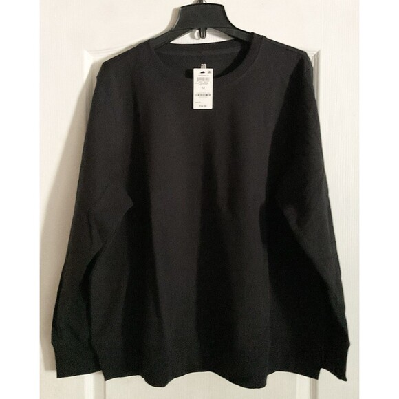 Ideology Tops - ID Ideology Women's Plus Size Fleece Crewneck Pullover Top Size 1X, Black